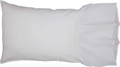 Provincial Linen White Standard Size Pillow Case, Set of 2 Pillowcases, 100% Linen Bedding