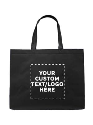 Custom Blue Jumbo Tote Bags Set of 100 - Reusable Promo Shopping Bags