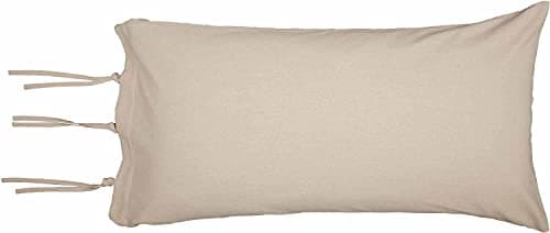 Natural King Pillow Case/Shams Set, Beige Cream, Farmhouse Bedding with Ties - Set of 2