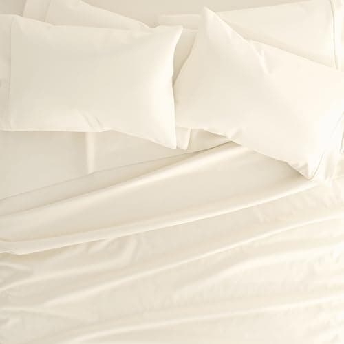 Market King 6-Piece Linen Sheet Set - Ultra Comfort & Cooling - Deep Pocket - Oeko-TEX Certified - Ivory