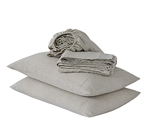 Full Size Linen Bedding Set - 100% French Natural Linen with Stone Washed Finish