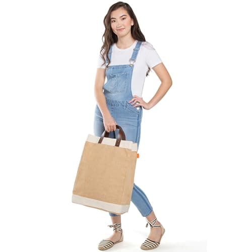 Eco-Friendly Jute Market Bag with Leather Handle - Shopping & Wedding Gifts