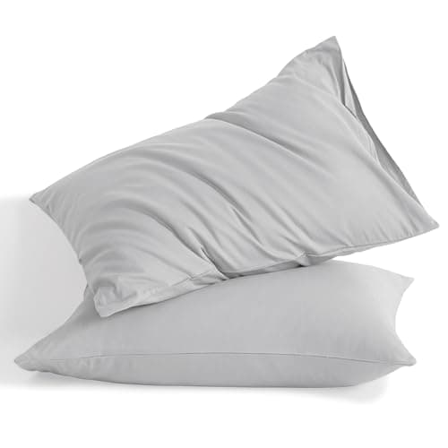 NTBAY Stone Washed Cotton Queen Pillowcases, 2-Pack Grey, 20x30 Inches