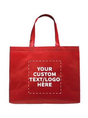 Custom Blue Jumbo Tote Bags Set of 100 - Reusable Promo Shopping Bags