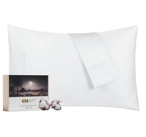 Luxury King Size 100% Egyptian Cotton Sateen Pillowcases Set, Bright White