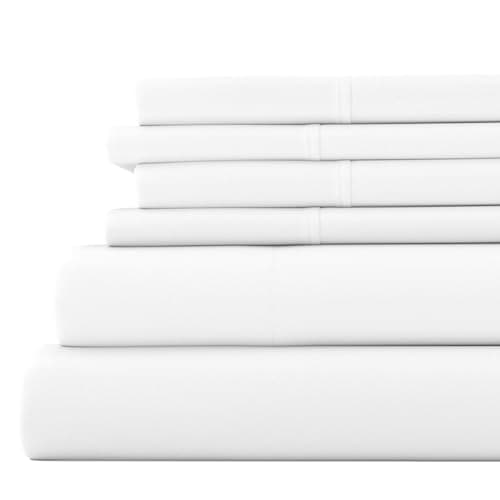 6-Piece White Linen Bed Sheet Set for Twin XL Size