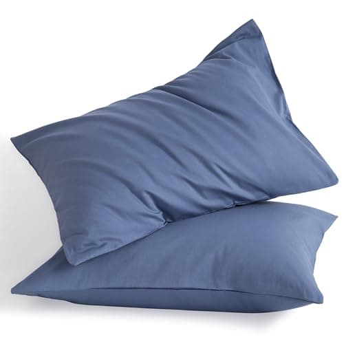NTBAY Stone Washed Cotton Queen Pillowcases, 2-Pack Grey, 20x30 Inches