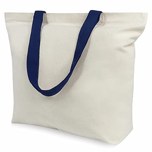 TOPDesign 2-Pack Magnetic Snap Canvas Tote Bags, Reusable for Grocery Shopping