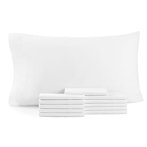 Arkwright Bulk Queen Pillow Cases - Pack of 12, Soft Hypoallergenic Cotton Blend