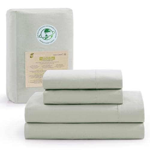 100% Organic Cotton Linen Full-Sheets Set 4-Piece Pure Long Staple Percale Weave Soft Bedding Sheets for Bed