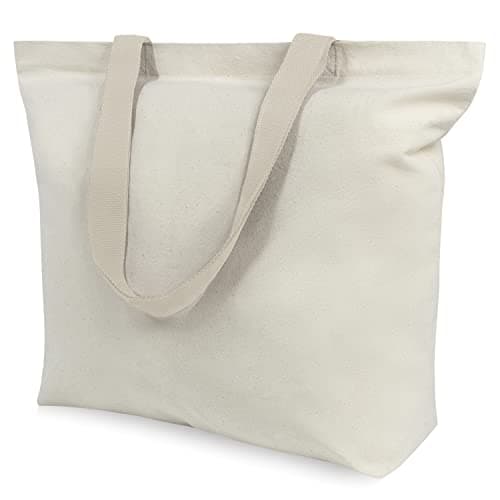 TOPDesign 2-Pack Magnetic Snap Canvas Tote Bags, Reusable for Grocery Shopping