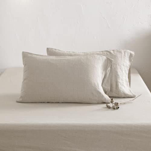 ATLINIA Stone Washed Flax Linen Queen Bed Sheets Set