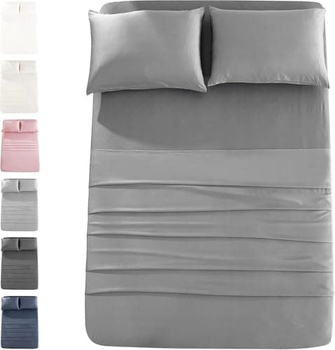JOMO Cooling Bed Sheets, King Size - Silver Gray, 4 Pack