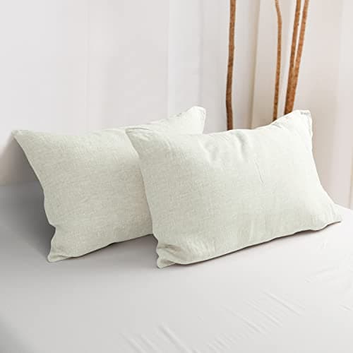 NTBAY 100% Linen Yarn Dyed Pillowcases, Breathable & Cooling, 20x26 Inches
