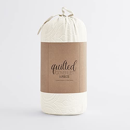 Linen Market King Size Ivory Quilt & Pillow Shams - Machine Washable