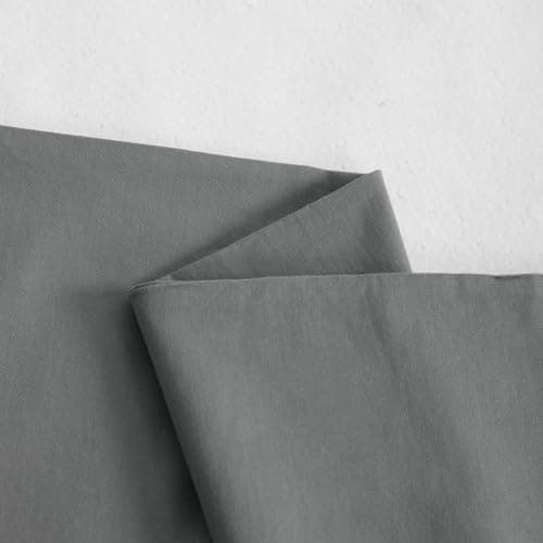 NTBAY Stone Washed Cotton Queen Pillowcases, 2-Pack Grey, 20x30 Inches