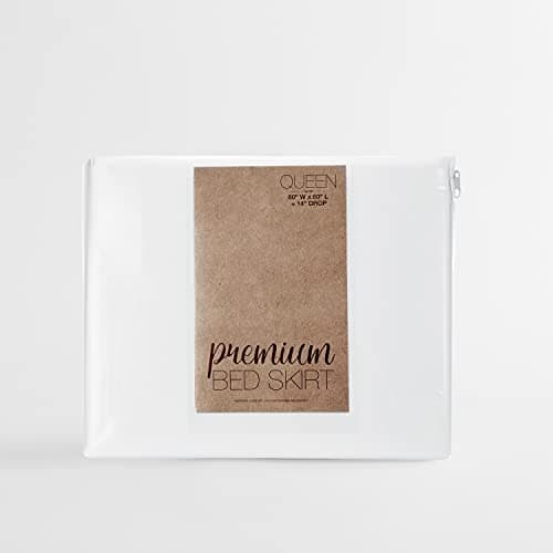 Ultra Soft Linen Market Queen Bed Skirt, White - Hotel Quality, Shrinkage & Fade Resistant