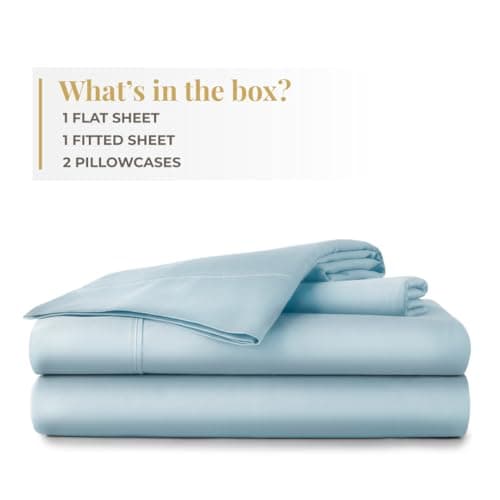 Luxury 400 Thread Count Queen Size Sateen Cotton Sheet Set - Sky Blue