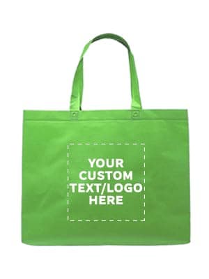 Custom Blue Jumbo Tote Bags Set of 100 - Reusable Promo Shopping Bags