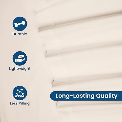 4-Piece Full Bed Sheet Set | Light Weight, Soft Breathable Brushed Cotton Sheets | Secure-Fit, Durable, Easy Care | Ivor