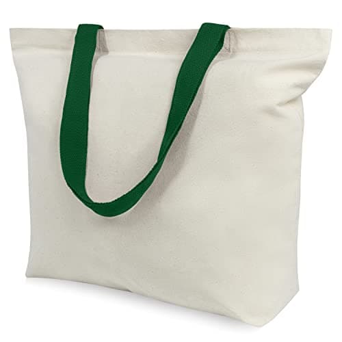 TOPDesign 2-Pack Magnetic Snap Canvas Tote Bags, Reusable for Grocery Shopping