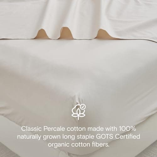 Doz 100% GOTS Certified Organic Cotton King Sheet Set, Long Staple Percale, Durable & Breathable