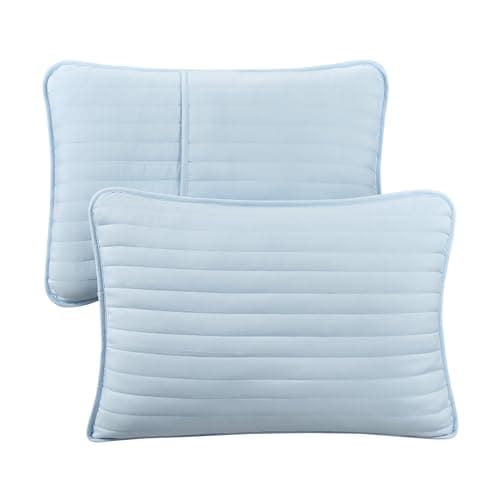 Arkwright Full/Queen Light Blue Microfiber Quilt Set - 90x90, All Season Coverlet (1 Quilt, 2 Shams)