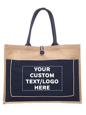 Eco-Friendly Fresno Jute Tote Bags - Set of 10, Personalized Black
