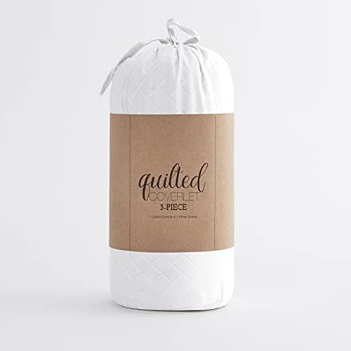 Linen Market Queen Size White Quilt & Pillow Shams - Machine Washable