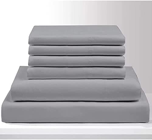 Extra Deep Pockets Full Size 6 Piece Egyptian Cotton White Bed Sheets