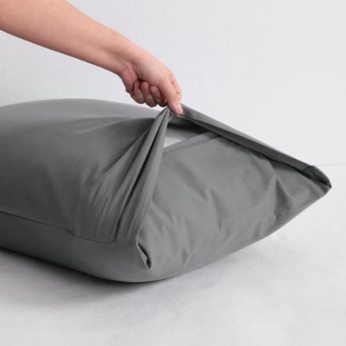 NTBAY Stone Washed Cotton Queen Pillowcases, 2-Pack Grey, 20x30 Inches