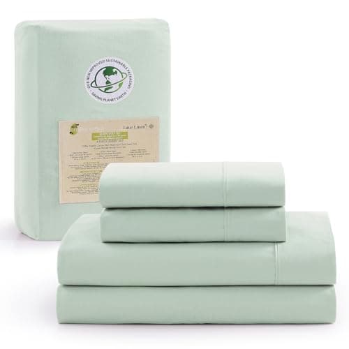 100% Organic Cotton Linen Full-Sheets Set 4-Piece Pure Long Staple Percale Weave Soft Bedding Sheets for Bed