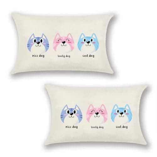 Dinosaur Lumbar Pillow Covers, 12x20 inch, Kids Dino Decor Cushion Cases