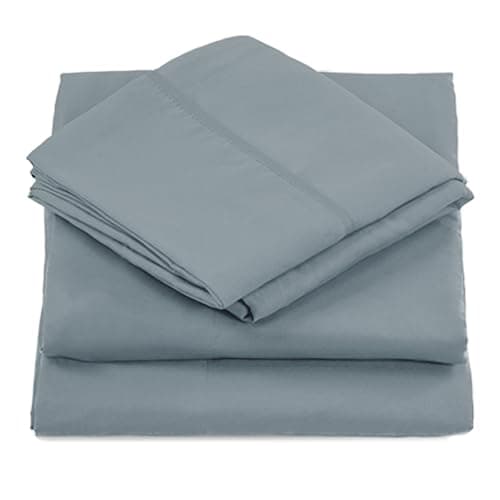 6 Piece Full Size Sheets Set - Including 4 Pillowcases - Deep Pockets - Breathable and Soft - Gray - Wrinkle Free - Machine Washable