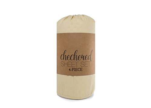 Embossed Checkered Pattern Full Cream 4 Piece Sheet Set by ienjoy Home
