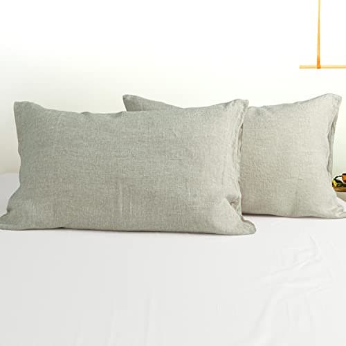 NTBAY 100% Linen Yarn Dyed Pillowcases, Breathable & Cooling, 20x26 Inches