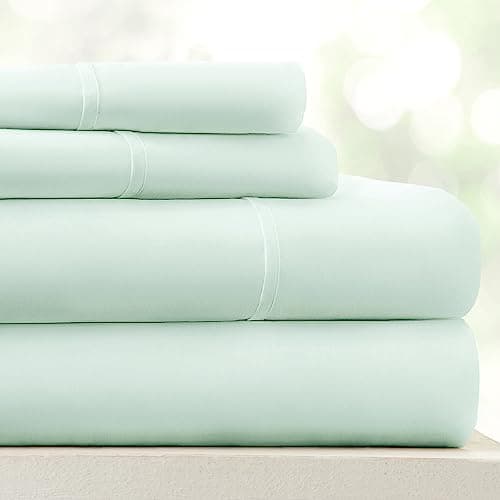 Soft and Cooling Twin Size Bed Sheets - Mint Color - Deep Pocket - 3 Piece Set