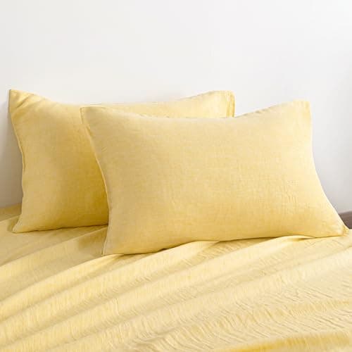 NTBAY 100% Linen Yarn Dyed Pillowcases, Breathable & Cooling, 20x26 Inches