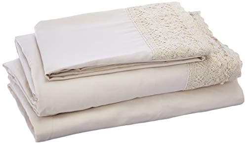 Modern Threads Soft Microfiber Crochet Lace Sheets - White/Blush Queen