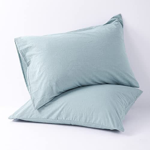 NTBAY Stone Washed Cotton Queen Pillowcases, 2-Pack Grey, 20x30 Inches