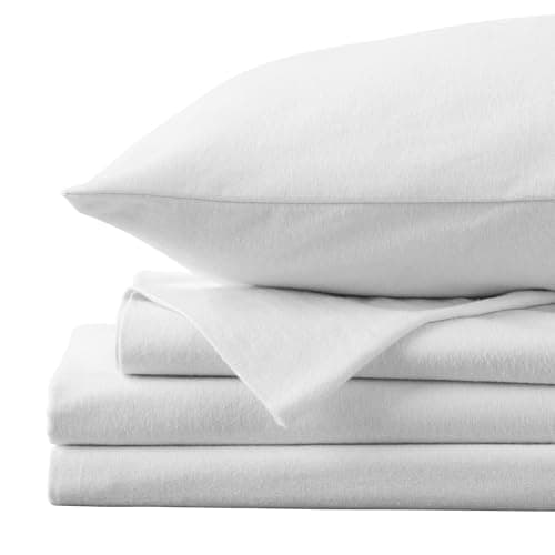 Chalet Collection 100% Cotton Full Flannel Sheet Set - Double Brushed, Deep Pocket, White
