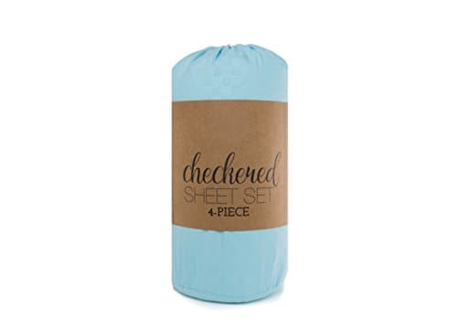 Ultra-Soft & Cooling King Size Bed Sheets - Aqua Checkered