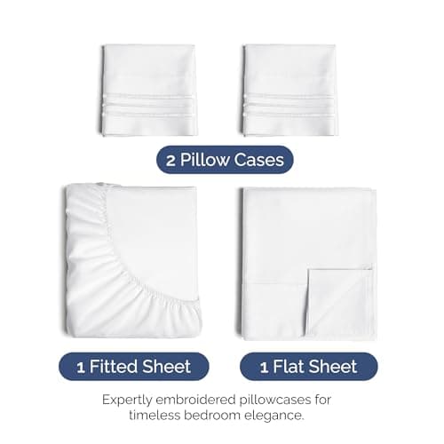 Hotel Luxury Durable 4-Piece Sheet Set - Extra Soft & Cooling - Bright White Oeko-Tex Sheets