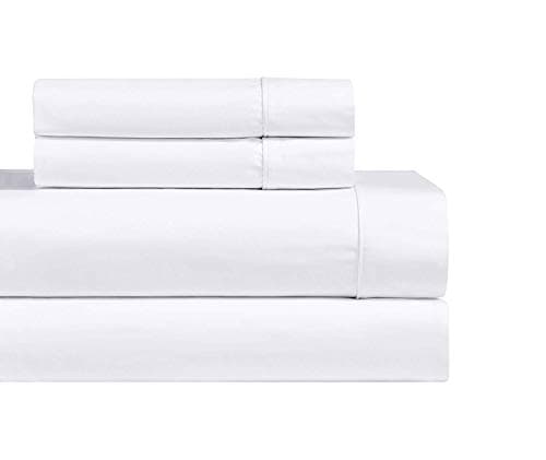 100% Cotton, 1000 Thread Count, 22-Inch Extra Deep Pocket King Bed Sheets, White