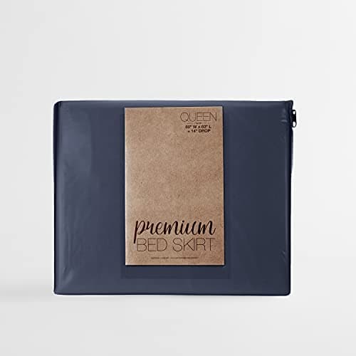 Cal King Navy Bed Skirt - Ultra Soft Microfiber - Easy Fit - Hotel Quality - Shrinkage & Fade Resistant