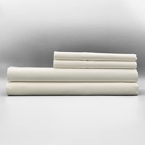 100% Organic Cotton 300TC Egyptian Sateen Bed Sheet Set - Feathery Soft White Fullforgettable