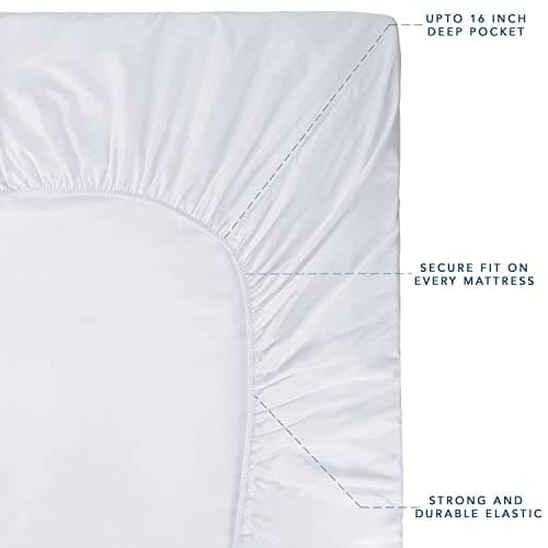 100% Cotton King White Solid Sheet Set | Soft 400 TC Sateen Weave | Oeko Tex Certified | Luxury Bedding