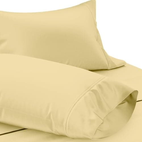 Texas Linen Co. King Size 100% Egyptian Cotton Sateen Beige Pillow Cases, 1200 Thread Count