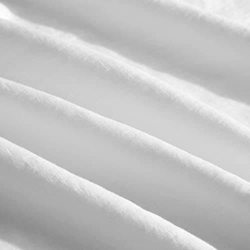 HYPREST White Stone-Washed French Linen Queen Pillowcases, Soft & Cool