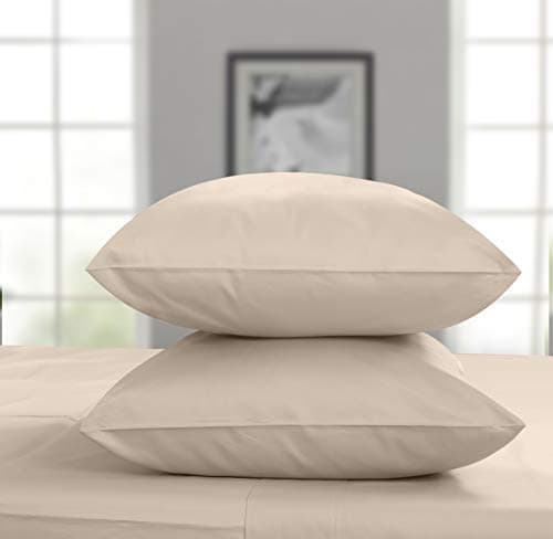 100% Cotton Beige Full Size Cooling Sheet Set with Elastic Deep Pocket